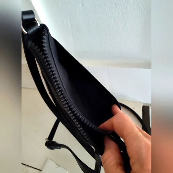 Marc Jacobs North South Messenger Crossbody Bag | Black Nylon With Leather Trim - Picture 7 of 10